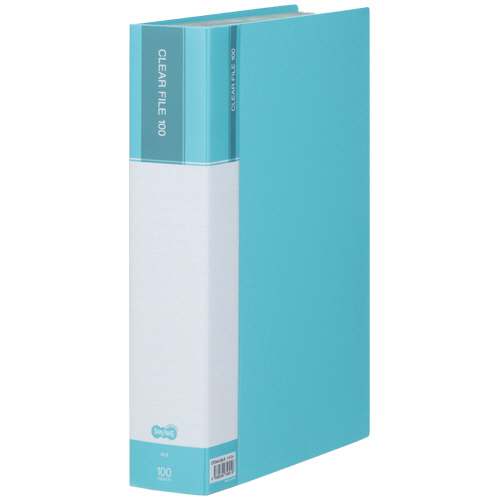 ｸﾘﾔｰﾌｧｲﾙ(台紙入) A4ﾀﾃ 100ﾎﾟｹｯﾄ 背幅62mm ﾗｲﾄﾌﾞﾙｰ 1冊画像