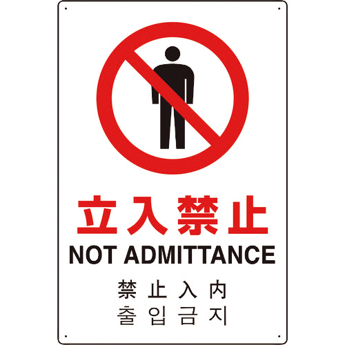 4ｶ国語標識 平板ﾀｲﾌﾟ立入禁止 1枚画像