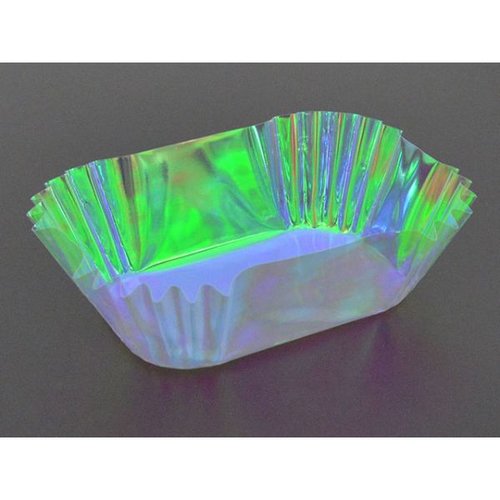 おかずカップ M33-751 旬彩の器 角 オーロラ 12×15 300枚 マイン 豊かな色合いのオーロラ加工が施された角型のカップが複数重なっている様子