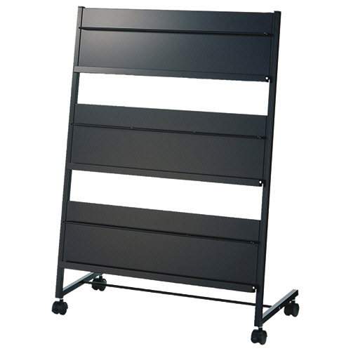 ﾊﾟﾝﾌﾚｯﾄｽﾀﾝﾄﾞ 3段 ﾌﾞﾗｯｸ ｷｬｽﾀｰ付 1台画像