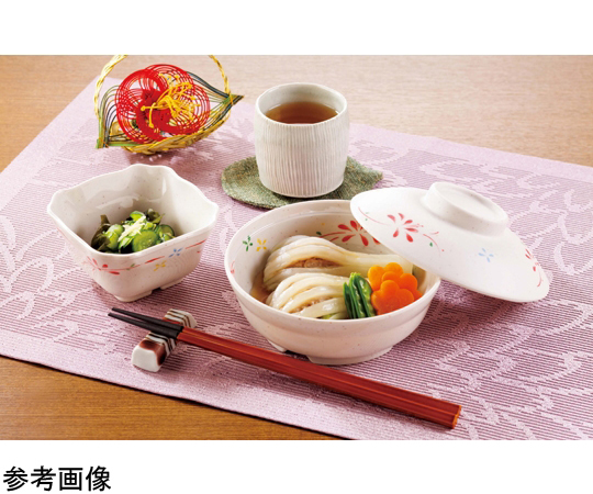 飯碗（身） 花もみじ 100個入 美しい花模様が施された、整然と並べられた盛り付け用の碗が見える状態
