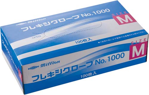 ミリオン　プラスチック手袋　粉付No.1000　M画像
