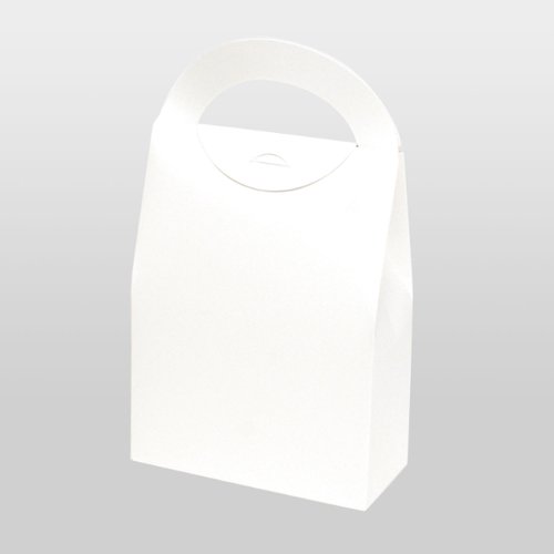 ギフト箱 ハンディースリムBOX LL 白 ヤマニパッケージ 箱が上部から見える角度で、白い表面にシンプルなデザインが施されている状態