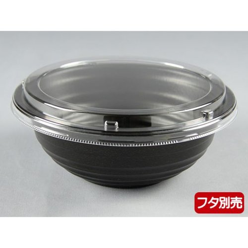 どんぶり容器 YS丼 D-3 黒 パックスタイル 真上から撮影された黒の丼容器が並ぶ様子