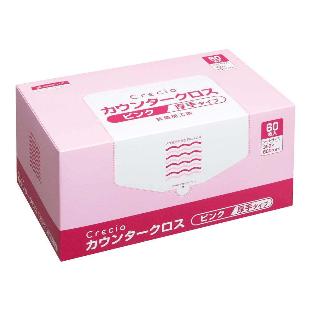 クレシアカウンタークロス厚手タイプピンク 1箱（60枚入）画像