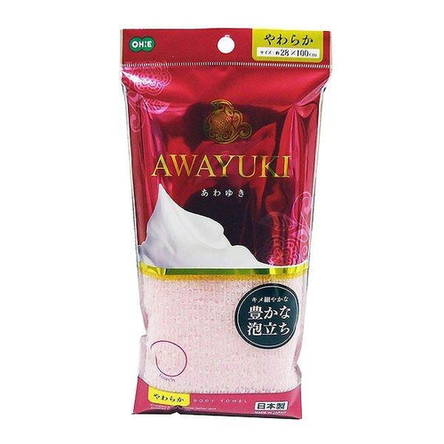 ボディタオル オーエ あわゆき ナイロンタオル やわらか ピンク画像