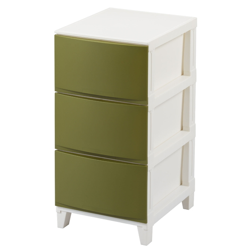 チェスト 3段 幅34×奥行42×高さ68cm ルームスシェード サンドカーキ画像