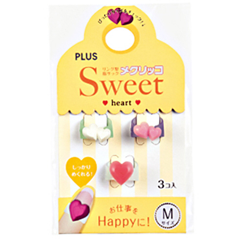 ﾒｸﾘｯｺ Sweet ﾊｰﾄ2 M ﾊﾟｰﾙﾎﾜｲﾄ･ﾋﾟﾝｸ･ﾛｰｽﾞ 1袋(3個:各色1個)画像