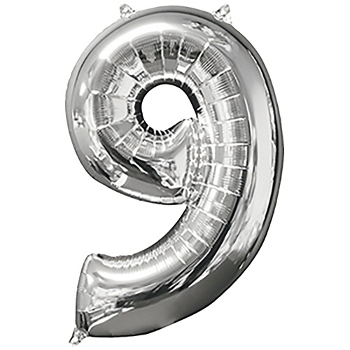 ﾚﾀｰﾊﾞﾙｰﾝ 数字 ｢9｣ ｼﾙﾊﾞｰ 1個画像