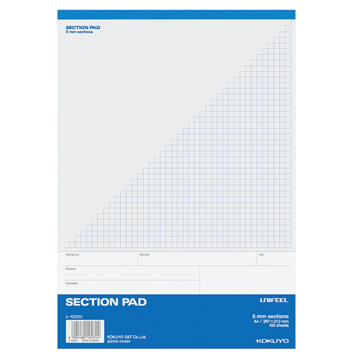 ｾｸｼｮﾝﾊﾟｯﾄﾞ UNIFEEL A4 5mm方眼 100枚 1ｾｯﾄ(5冊)画像