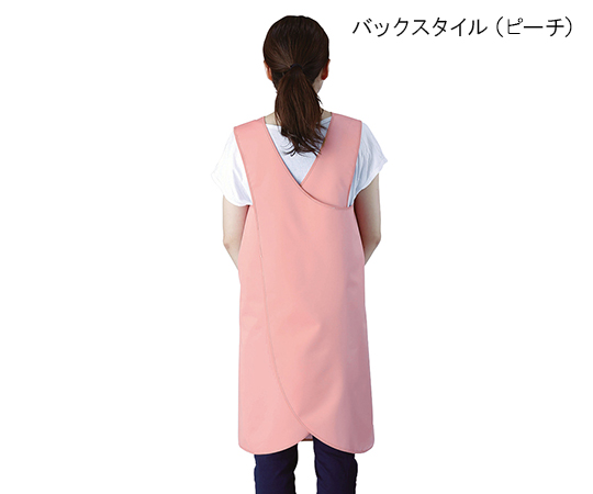 パッとつけられる入浴介護エプロン バナナ M-L 明るい色合いのエプロンが防水加工された状態で見える、背面からの視点。