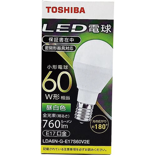 ＬＥＤ電球Ｅ１７Ａ型　広配光６０Ｗ　昼白色画像
