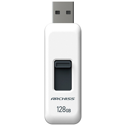 USB2.0 スライド式フラッシュメモリ 128GB ホワイト 1個画像