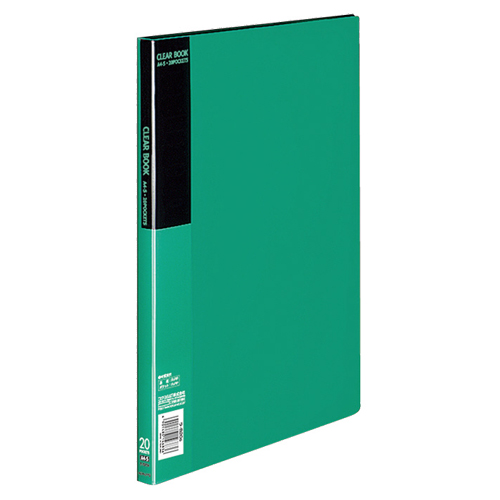 ｸﾘﾔｰﾌﾞｯｸ(ﾍﾞｰｼｯｸ) 固定式 A4ﾀﾃ 20ﾎﾟｹｯﾄ 背幅17mm 緑 1ｾｯﾄ(10冊)画像