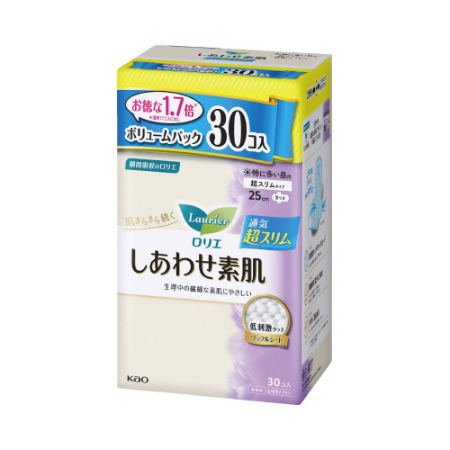 ロリエしあわせ素肌ＢＰ超スリム特に多い昼羽付３０枚画像