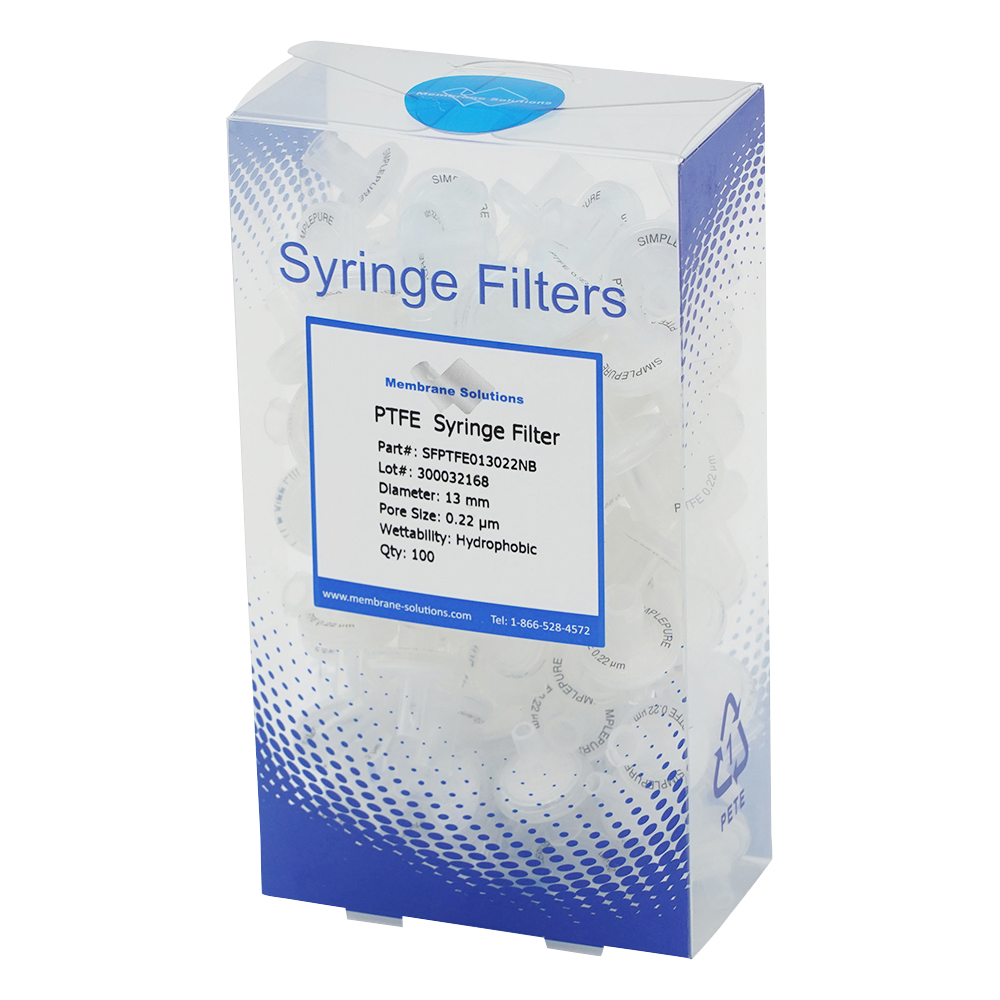 シリンジフィルター（疎水性）PTFE φ13mm/φ0.22μm 1箱（100個入）画像