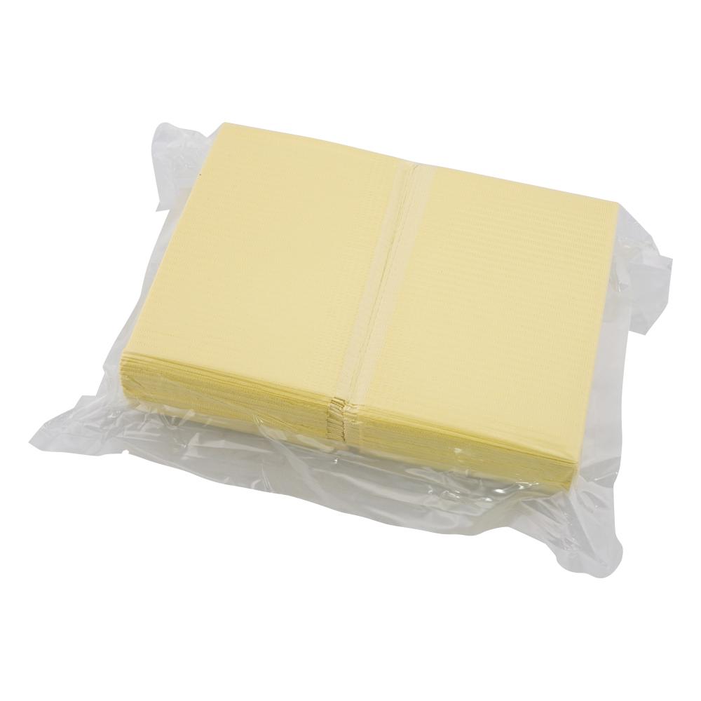 紙エプロン（3層片面防水・エンボス加工タイプ）　500枚入　イエロー