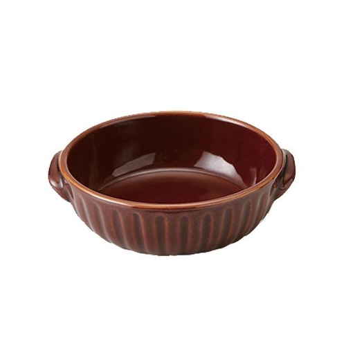 グラタン皿 16cm 洋食器 ラウンド ギャザー ブラウン画像