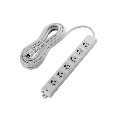 工事用抜け止めタップ　３Ｐ　６個口　５ｍ　グレー画像