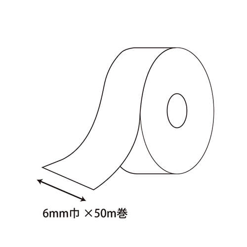 HEIKO キャピタルリボン 6mm幅×50m巻 ピンク 白いプラスチック芯に細幅のピンクリボンが整然と巻かれた単品の様子