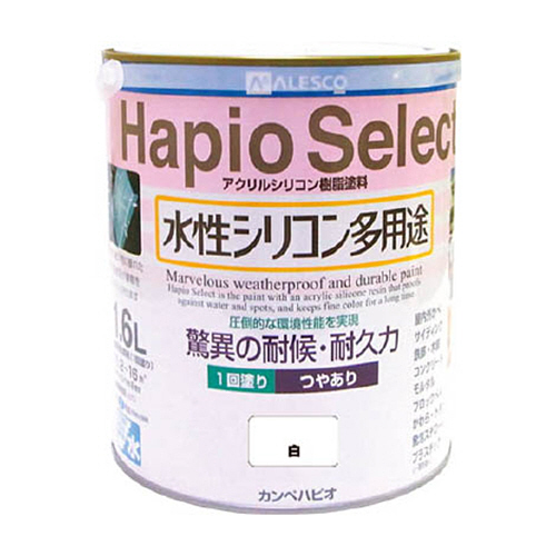 水性シリコン多用途塗料　ハピオセレクト　1.6L　白　1缶画像