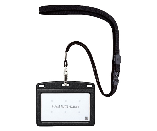 吊り下げ名札 レザー調 ヨコ名刺 1枚 黒画像