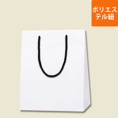 手提げ紙袋マチ広（白 マット・ポリエステル紐・幅220×マチ120×高さ270mm）画像