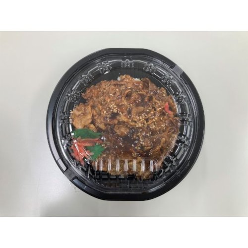 どんぶり容器 CZラプレ丸丼19 BS黒本体 シーピー化成 黒い丸型の容器が斜め上から見える状態