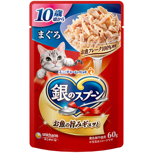 銀のｽﾌﾟｰﾝ ﾊﾟｳﾁ(ｳｪｯﾄ) 10歳頃から まぐろ 60g 1ｾｯﾄ(16ﾊﾟｯｸ)画像