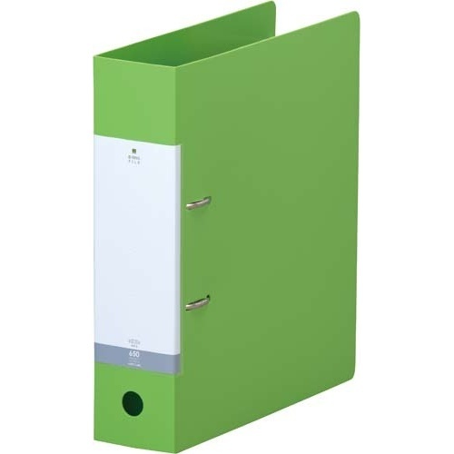 Ｄリング２穴ファイル　黄緑　Ａ４縦　背幅７４ｍｍ画像