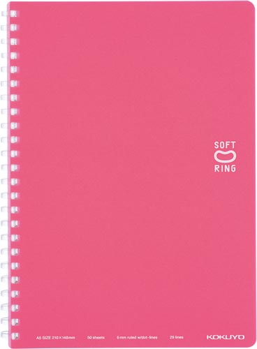 ソフトリングノート（ドット入り罫線）Ａ５　薄桃×５画像