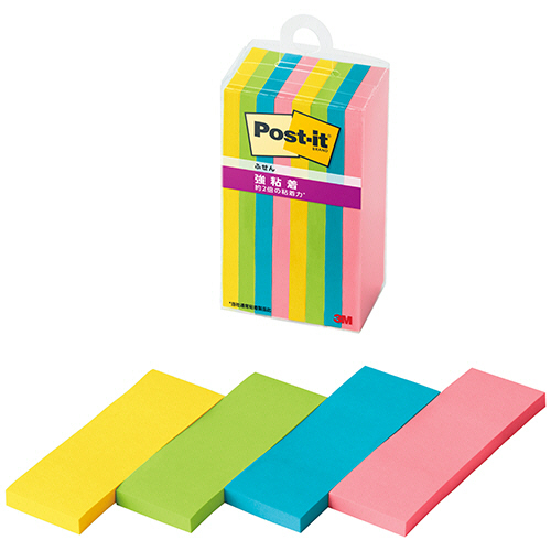 ﾎﾟｽﾄ･ｲｯﾄ 強粘着ふせん ﾏﾙﾁｶﾗｰ8 75×25mm 4色 1ｾｯﾄ(80冊:8冊×10ﾊﾟｯｸ)画像