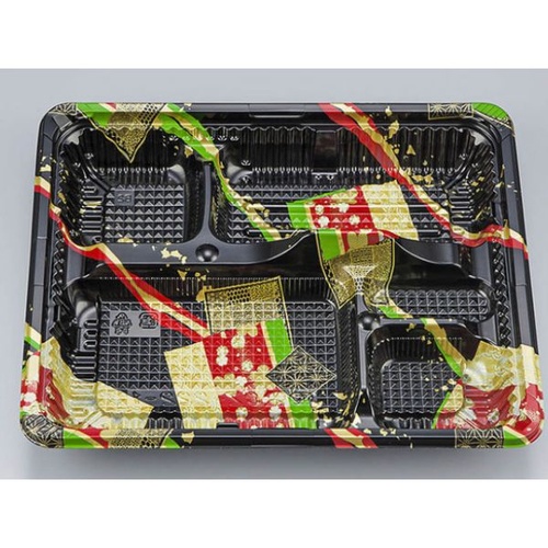 シーピー化成 弁当容器 CZ-222-1 彩帯黒 本体(N)画像