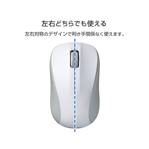 Bluetoothマウス IR Sサイズ ホワイト 正面から撮影されたホワイトのコンパクトなデザイン