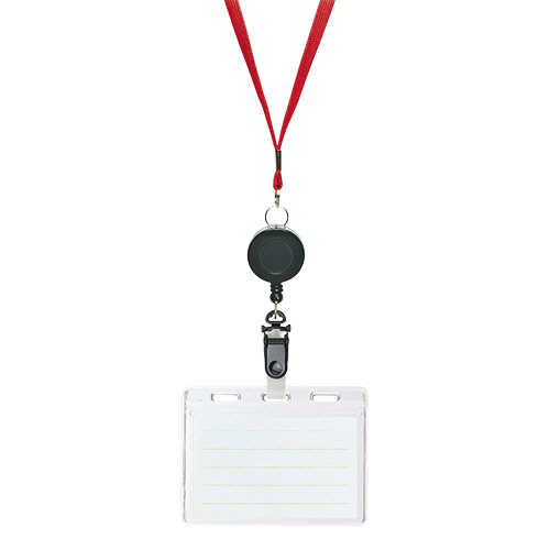 ﾘｰﾙ式吊下げ名札 2枚収納ﾀｲﾌﾟ ｿﾌﾄ 赤 1個画像