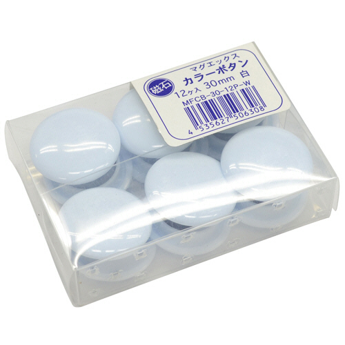 ｶﾗｰﾎﾞﾀﾝ 直径30mm 白 1ﾊﾟｯｸ(12個)