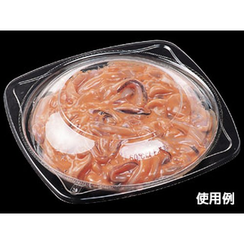 冷麺容器 APデリ-150-150 本体 エフピコ 透明な蓋が付いた容器が正面から見える状態