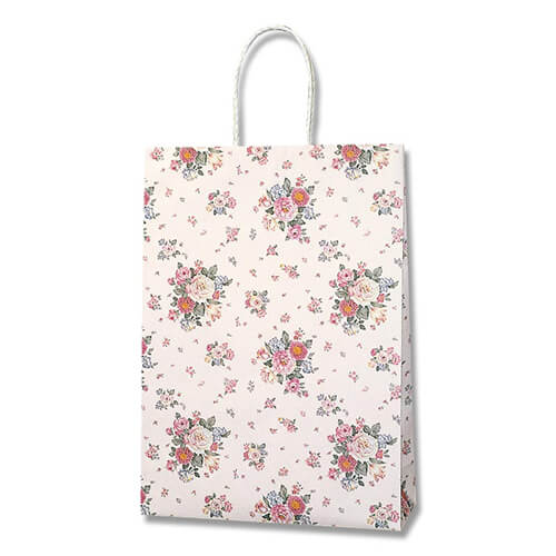 手提げ紙袋（ローズブーケ・口折丸紐・幅320×マチ115×高さ450mm）画像
