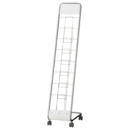 ﾊﾟﾝﾌﾚｯﾄｽﾀﾝﾄﾞ 1列7段 A4ｻｲｽﾞ ｼﾙﾊﾞｰ&ﾎﾜｲﾄ 1台画像