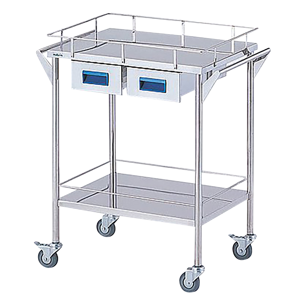 ストレージステンレスカート 2段 ブルー (幅600mm/引き出し2個)画像