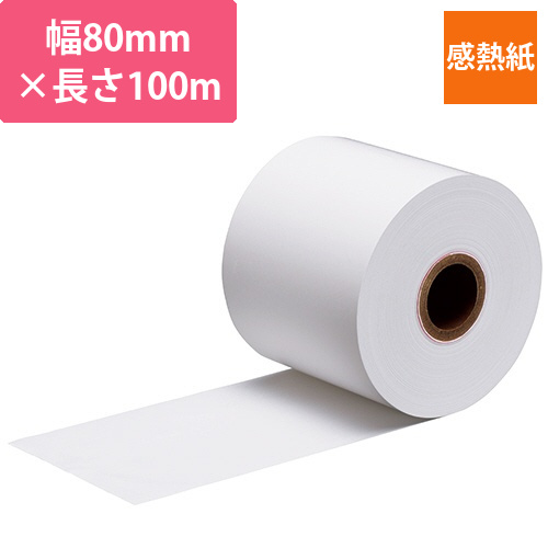 キッチンプリンター用感熱紙(発色面表巻)　幅80×直径93mm×長さ100m　芯25.4mm　1巻画像
