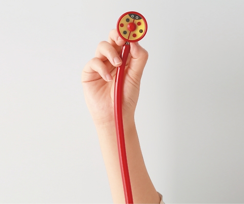ゼラメド聴診器　コスモリット(ダブルタイプ)　小児用　レッド　てんとう虫柄画像