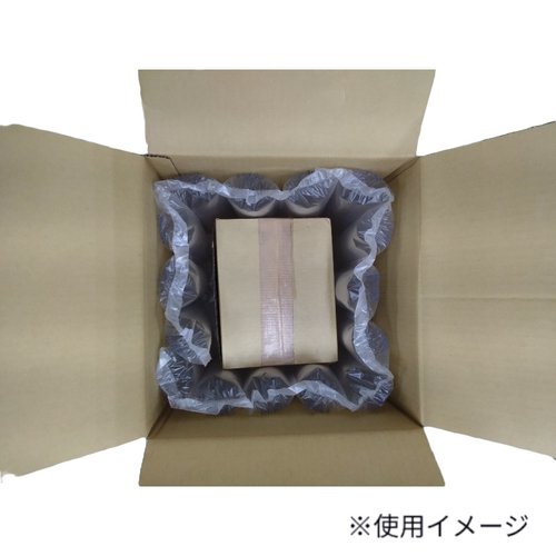 緩衝材 エアークイック7フィルム(ピロータイプ)PS410-H20 400M巻 トヨコン 透明なフィルムが巻かれた大きなロールの側面