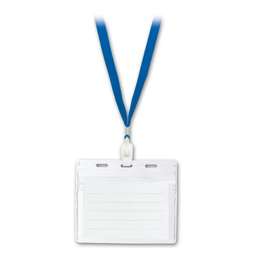 IDｶｰﾄﾞ用 吊下げ名札 ﾛｯｸ式 ﾁｬｯｸﾀｲﾌﾟ ｿﾌﾄ 青 1個画像
