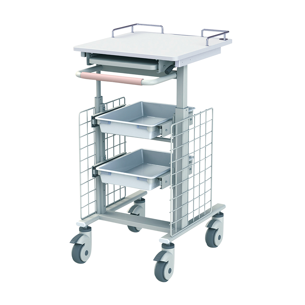 電子カルテワゴンスリム(昇降タイプ サイドネット付き) 470×583×830～1050画像