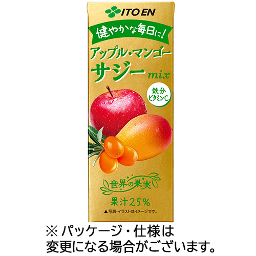 世界の果実 ｱｯﾌﾟﾙ･ﾏﾝｺﾞｰ&ｻｼﾞｰmix ｴｺﾊﾟｯｸ 200mL 紙ﾊﾟｯｸ 1ｹｰｽ(24本)画像