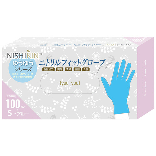 ゆうゆうｸﾞﾛｰﾌﾞ ﾆﾄﾘﾙﾌｨｯﾄｸﾞﾛｰﾌﾞ ﾊﾟｳﾀﾞｰﾌﾘｰ ﾌﾞﾙｰ S 1箱(100枚)画像