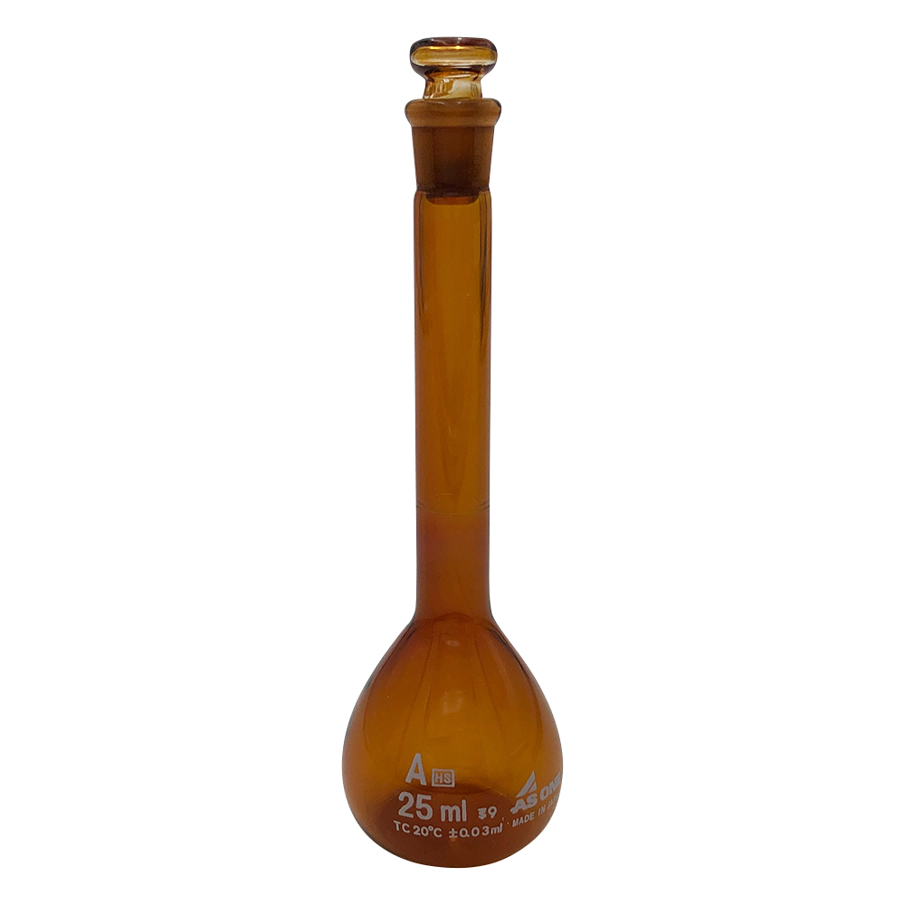 高精度メスフラスコ　茶　25mL画像