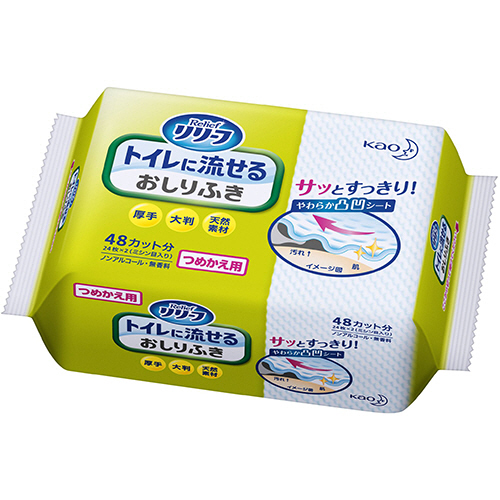ﾘﾘｰﾌ ﾄｲﾚに流せるおしりふき つめかえ用 1ｾｯﾄ(576枚:24枚×24ﾊﾟｯｸ)画像