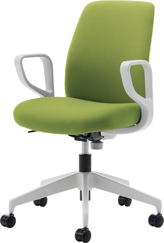 オプティローチェア　背座Ｌオリーブ　脚ホワイト肘付画像